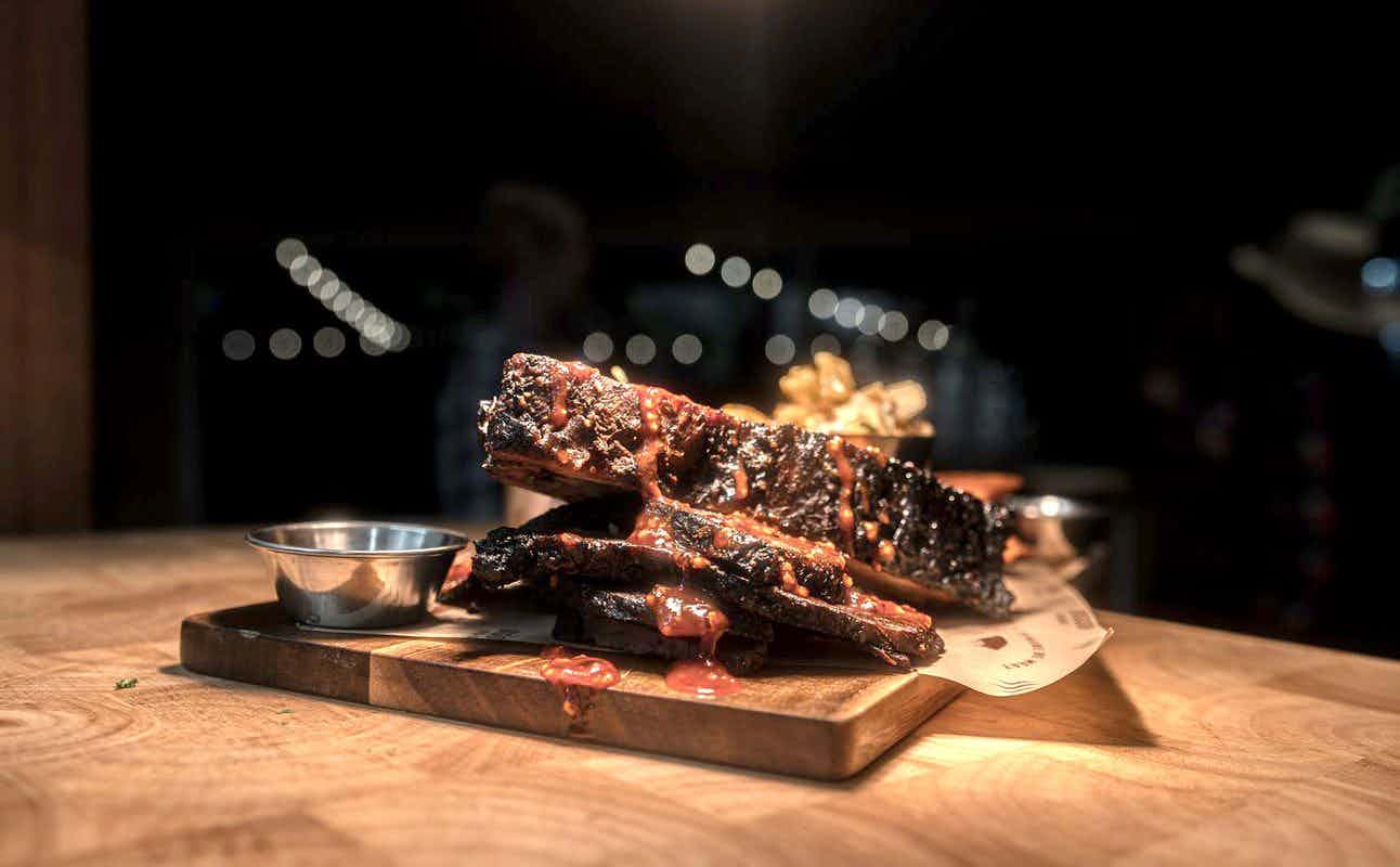 Enjoy New Zealand, Grill & Barbeque, Vegetarian options, Dairy Free Options, Gluten Free Options, Restaurant, Table service, Indoor & Outdoor Seating, Child-Friendly, Waterfront, Street Parking, Dog friendly, $$, Families, Views, Groups and Kids cuisine at Bison BBQ in Ferrymead, Christchurch