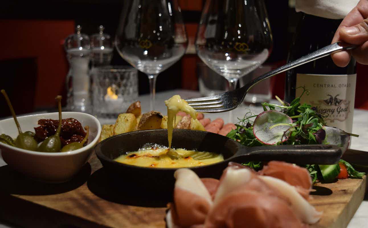 Enjoy French, New Zealand, Vegetarian options, Gluten Free Options, Wine Bar, Wheelchair accessible, $$, Special Occasion, Hidden Gems and Date night cuisine at Le Salon Rouge in Queenstown CBD, Queenstown