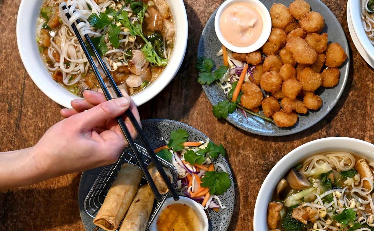 Enjoy Vietnamese, Asian, Vegetarian options, Vegan options, Free wifi, Highchairs available, $$ and Families cuisine at Pho Viet Street Food in Wellington City Centre, Wellington