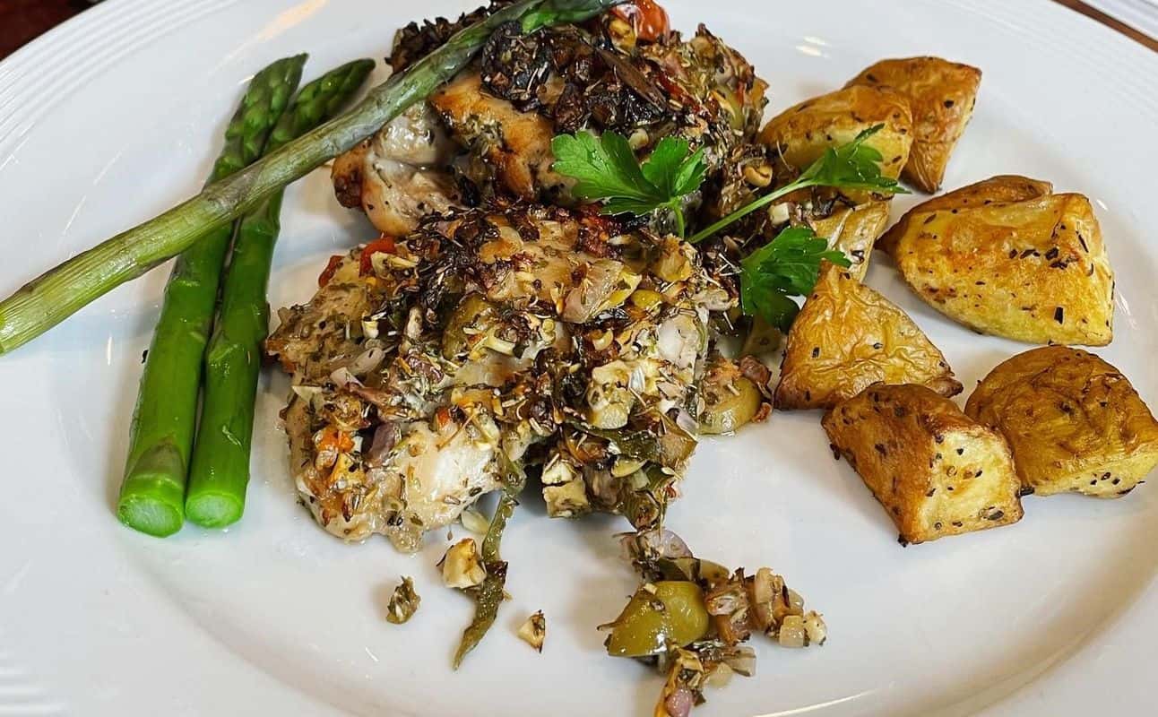 Enjoy New Zealand cuisine at Fiddler's Green Vineyard & Bistro in Amberley, Canterbury Townships