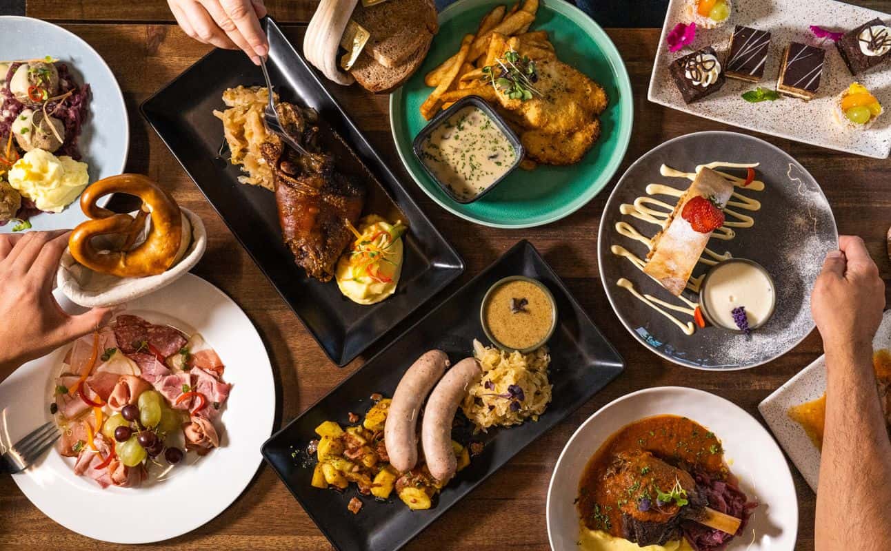 Enjoy German, Gluten Free options, Restaurant, Hotel restaurant, Indoor & outdoor seating, Wheelchair accessible, $$$, Groups, Live music and Business meetings cuisine at Berlinchen in Auckland City Centre, Auckland