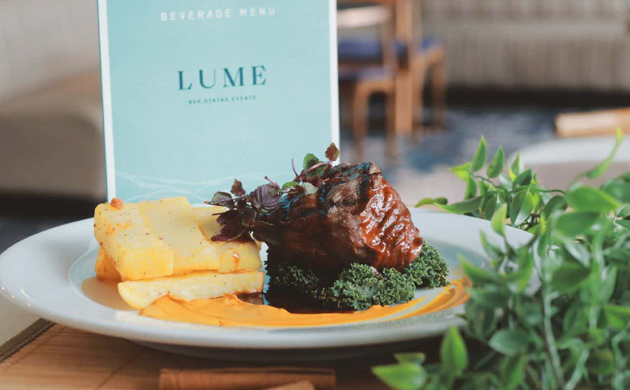 Enjoy New Zealand cuisine at Lume Restaurant - Peppers Clearwater Resort in Clearwater, Christchurch