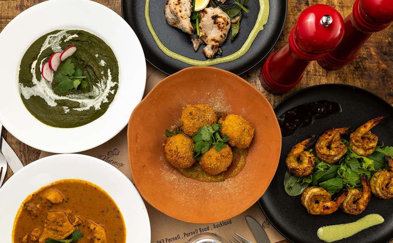 Enjoy Indian and Vegetarian cuisine at 3 Nutmegs Indian Eatery and Bar in Parnell, Auckland