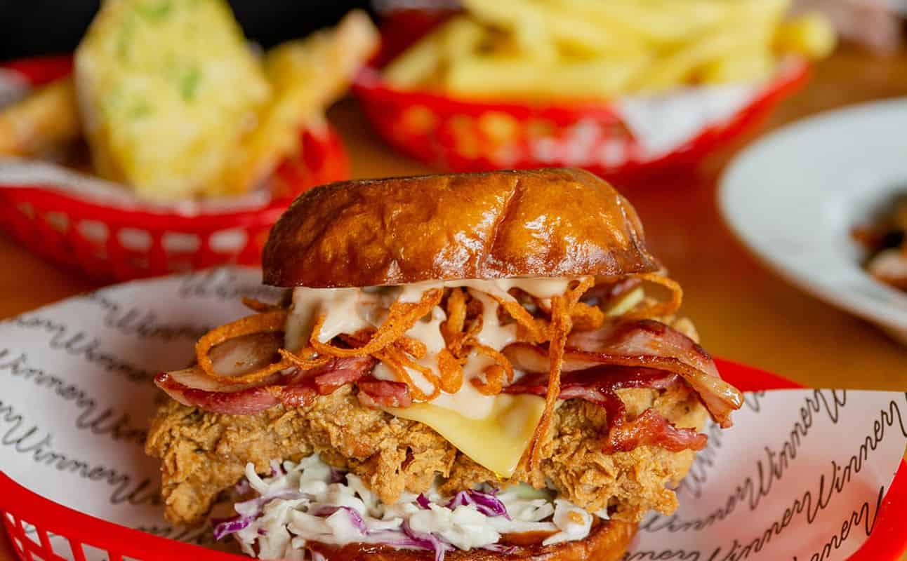 Enjoy American, Burgers, European, Vegetarian options, Vegan Options, Restaurant, Indoor & Outdoor Seating, $$ and Families cuisine at Winner Winner Pukekohe in Pukekohe, Auckland