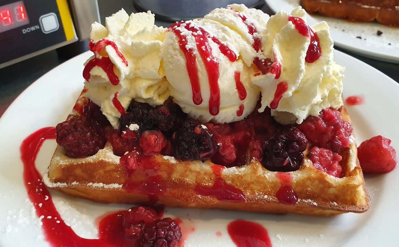 Enjoy Desserts / bakeries, Cafe and Breakfast cuisine at Waffle Haus New Regent St in Christchurch Central, Christchurch