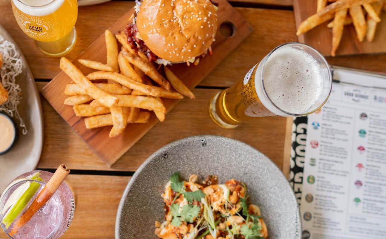 Enjoy Craft Beer, New Zealand and Burgers cuisine at Good George North Wharf in Wynyard Quarter, Auckland