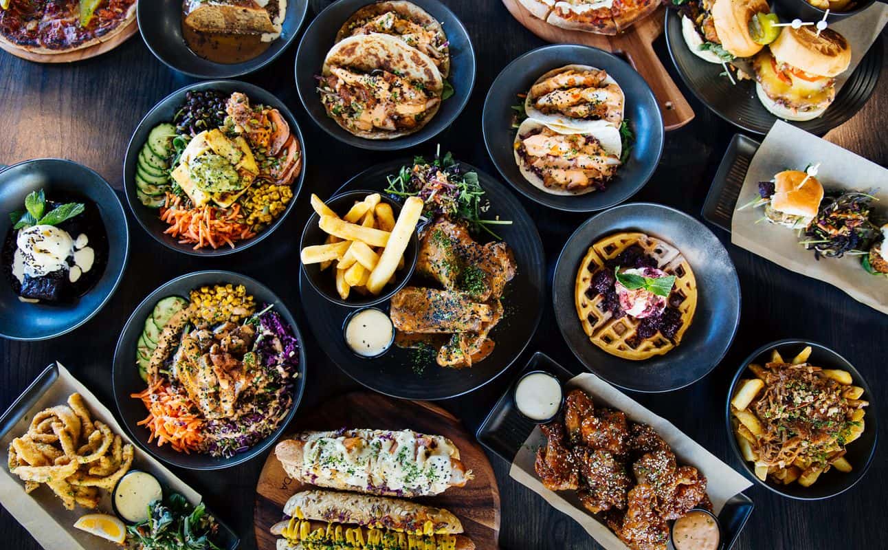 Enjoy Burgers, Pizza, Pub Food, Gluten Free options, Vegetarian options, Vegan options, Gastropub, Bars & pubs, Late night, Indoor & outdoor seating, Free onsite parking, $$$, Live music, Groups and Date night cuisine at Slate in Westgate, Auckland