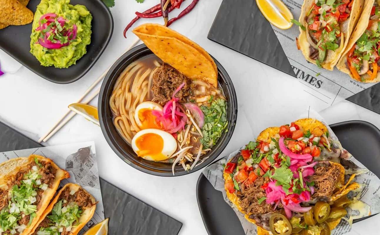 Enjoy Mexican, Vegan options, Vegetarian options, Gluten Free options, Bars & pubs, Dog friendly, Indoor & outdoor seating, $$, Groups, Families and Live music cuisine at Tacos Jaguar at Searchlight Brewery in Queenstown CBD, Queenstown